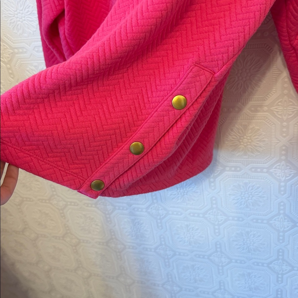 J. Crew Herringbone mockneck sweatshirt Size L SOFT FUCHSIA pink - Picture 5 of 7